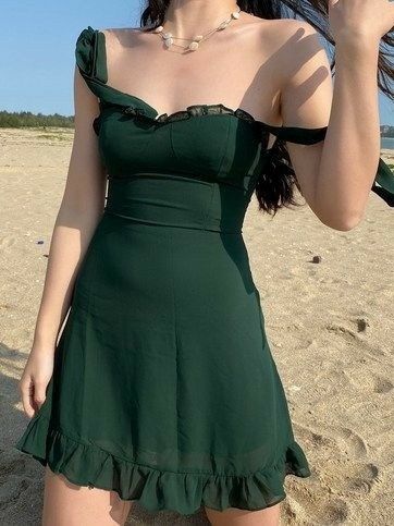 Dark Green A Line Bodycon Spaghetti Straps Satin Short Homecoming Dress,Summer Birthday Dress GG3714