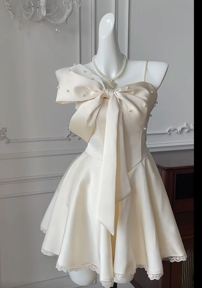 Elegant A Line Spaghetti Straps Satin Beads Short Homecoming Dress,Summer 16th Birthday Dress GG3727