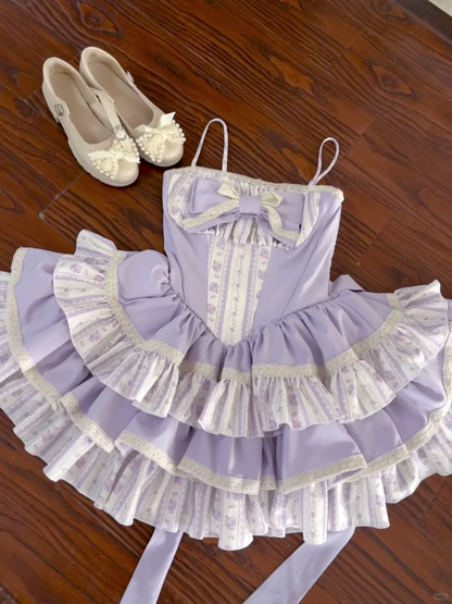 Lilac Ball Gown Sapghetti Straps Satin Tiered Short Homecoming Dress,Summer 16th Birthday Dress GG3750