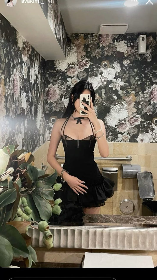 Sexy Black 20th A Line Halter Satin Short Homecoming Dress,Summer Birthday Dress GG3755