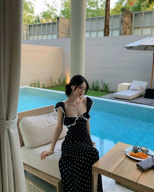 Charming A Line Low Collar Black Satin Printed Long Prom Dress,Party Dress,Evening Dress GG3770