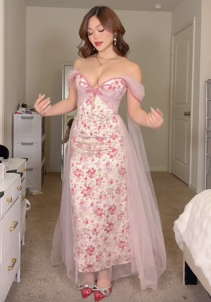 Pretty Mermaid Off The Shoulder Satin Tulle Floral Printed Long Prom Dress,Party Dress,Evening Dress GG3775