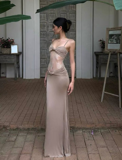 Sexy Mermaid Spaghetti Straps Satin Lace Long Prom Dress,Party Dress,Evening Dress GG3782