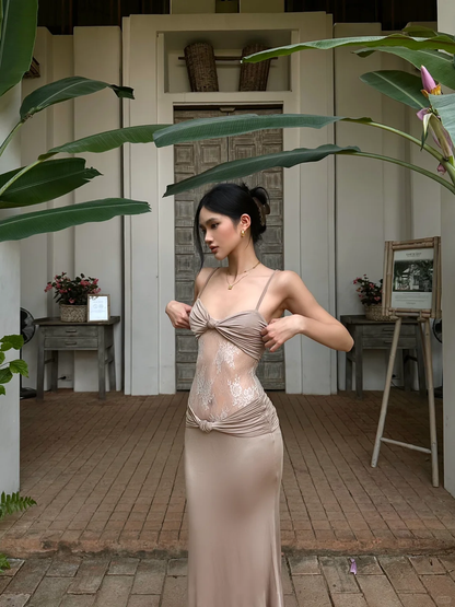 Sexy Mermaid Spaghetti Straps Satin Lace Long Prom Dress,Party Dress,Evening Dress GG3782