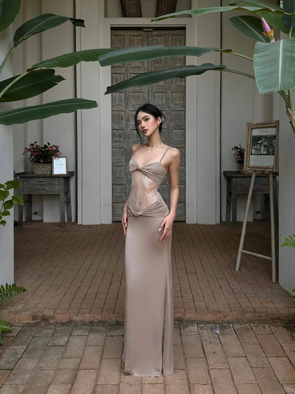 Sexy Mermaid Spaghetti Straps Satin Lace Long Prom Dress,Party Dress,Evening Dress GG3782