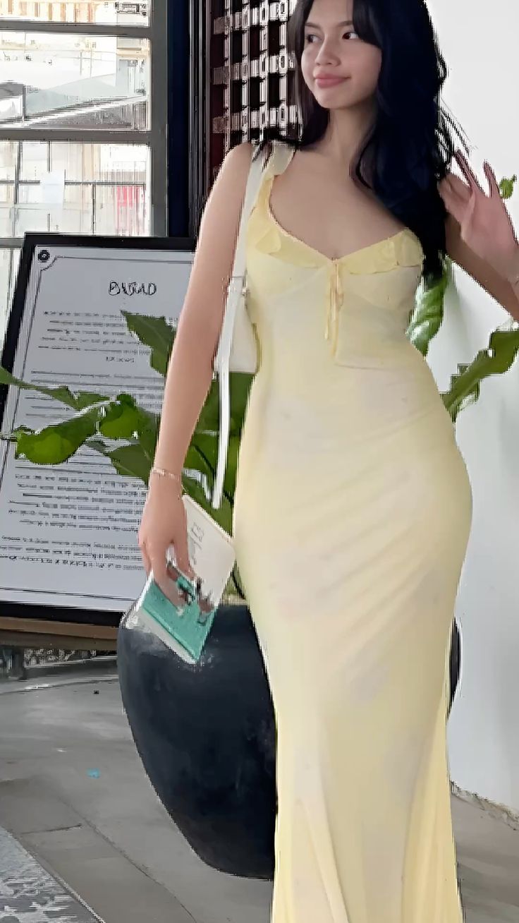 Pretty Mermaid Spaghetti Straps Pastel Yellow Satin Long Prom Dress,Party Dress,Evening Dress GG3785
