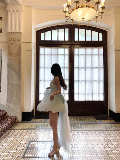 Sweet 17th Ball Gown Strapless Satin Tulle Short Homecoming Dress,Summer Birthday Dress GG3791