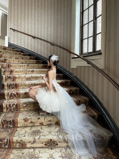 Cute 17th Ball Gown Strapless Satin Tulle Short Homecoming Dress,Summer Birthday Dress GG3794