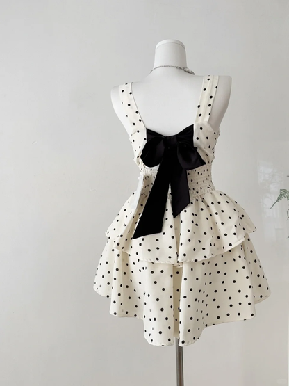 Pretty A Line Sweetheart Satin Polka Dots Tiered Short Homecoming Dress,Summer 18th Birthday Dress GG3796