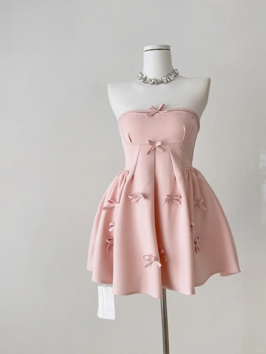 Cute A Line Strapless Satin With Bow Short Homecoming Dress,Summer 16th Birthday Dress GG3797