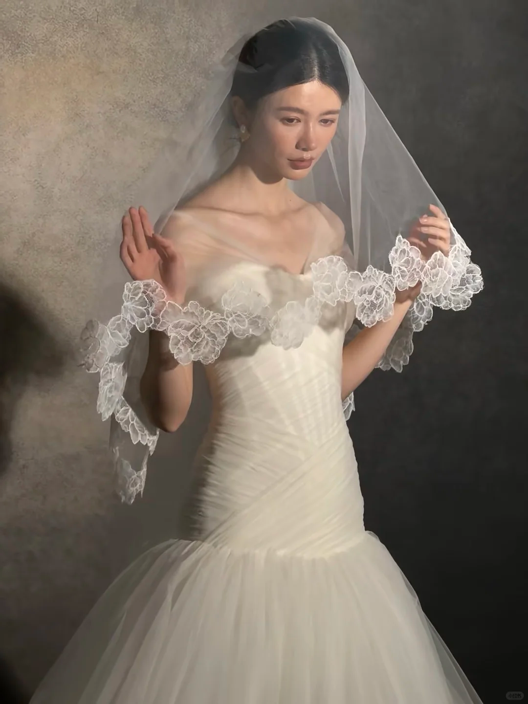 Dreamy Mermaid Strapless Ivory Tulle With Veil Long Wedding Dress GG3021