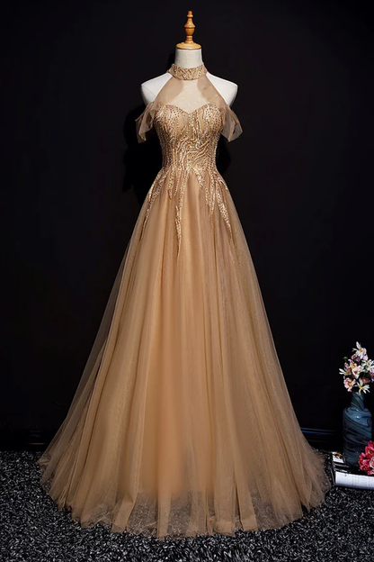 Gorgeous A Line Halter  Beading Tulle Long Prom Dress,Evening Dress GG383