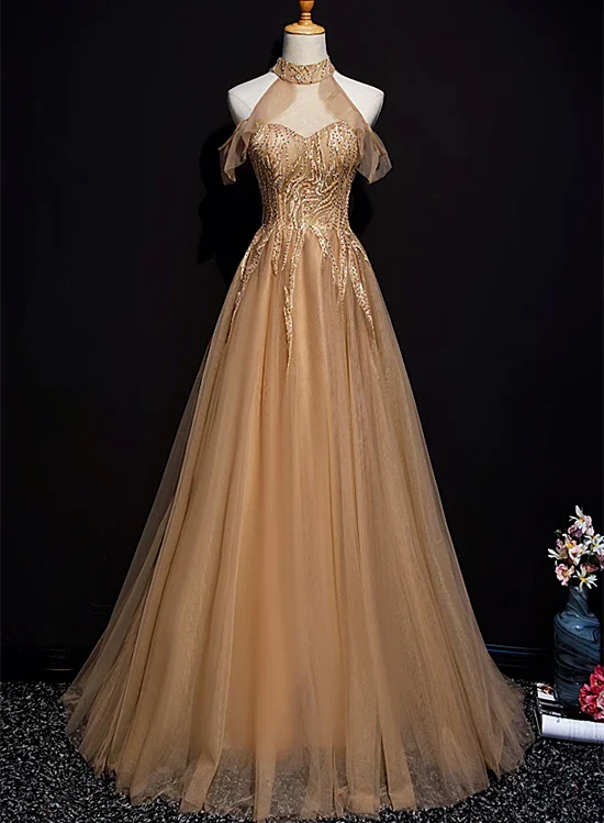 Gorgeous A Line Halter  Beading Tulle Long Prom Dress,Evening Dress GG383