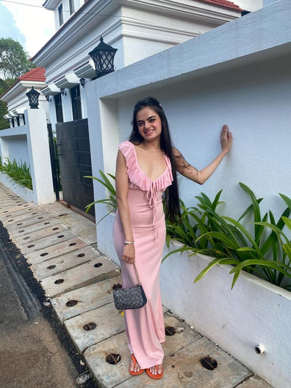 Elegant Mermaid V Neck Pink Satin Long Prom Dress,Party Dress,Evening Dress GG3844