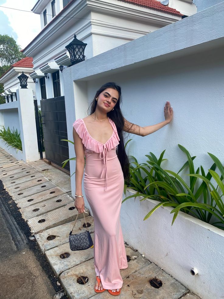 Elegant Mermaid V Neck Pink Satin Long Prom Dress,Party Dress,Evening Dress GG3844