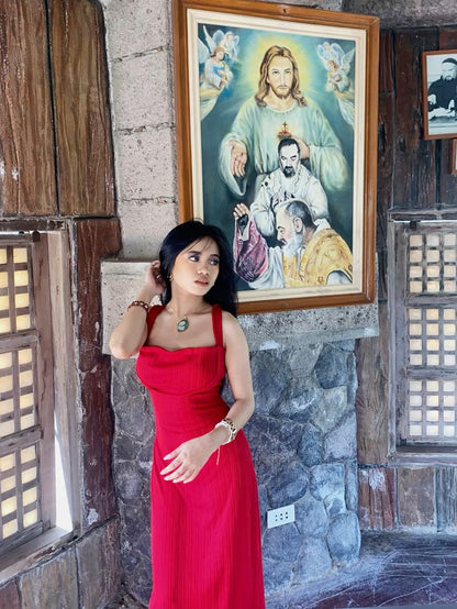 Simple Red Mermaid Square Satin Long Prom Dress,Party Dress,Evening Dress GG3845