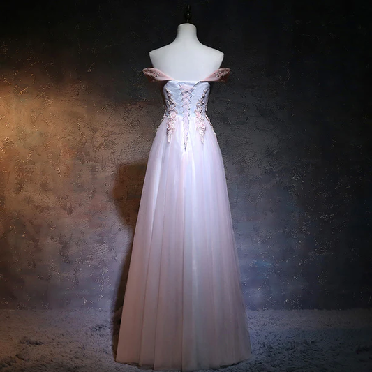 Gorgeous A Line Off The Shoulder Applique Long Prom Dress,Evening Dress GG384