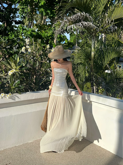 Elegant A Line Strapless Sequin Chiffon Long Prom Dress,Party Dress,Evening Dress GG3855