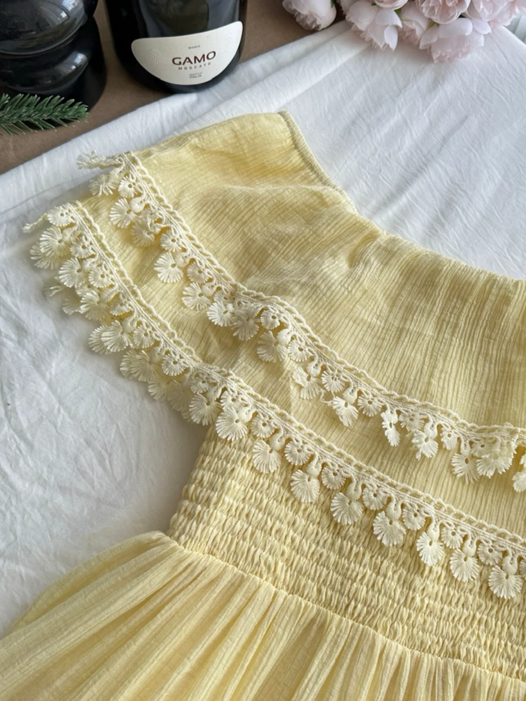 Chic A Line Strapless Pastel Yellow Satin Lace Long Prom Dress,Party Dress,Evening Dress GG3858