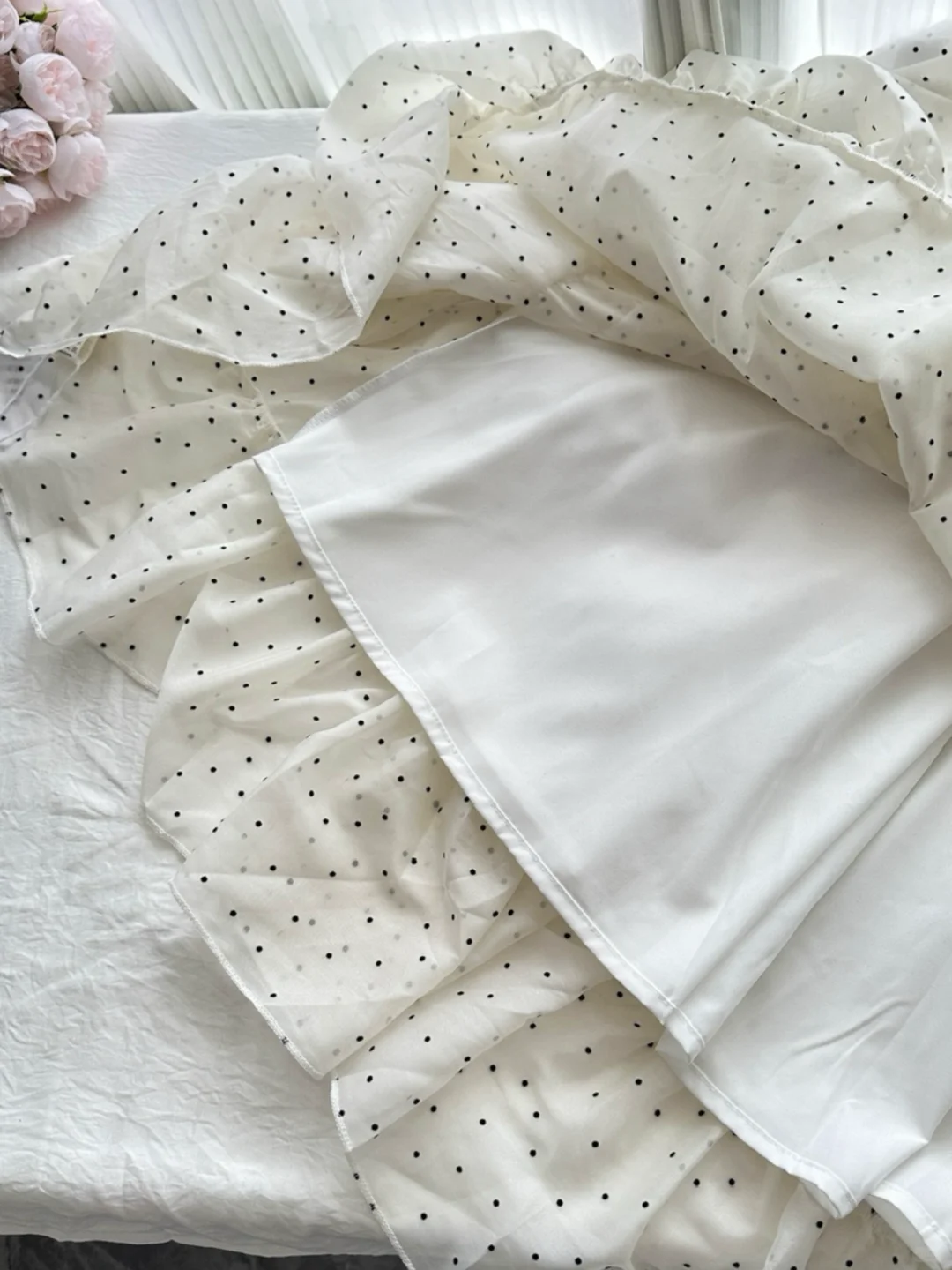 Sweet A Line Spaghetti Straps Satin Chiffon Polka Dots Tiered Long Prom Dress,Party Dress,Evening Dress GG3863