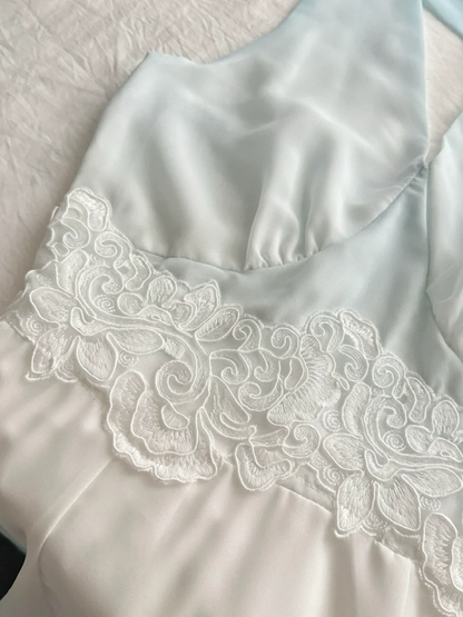 Unique Gradient A Line Halter Chiffon Lace Long Prom Dress,Party Dress,Evening Dress GG3864