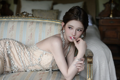 Gorgeous Mermaid Halter Satin Tulle Beads Long Prom Dress,Party Dress,Evening Dress GG3876