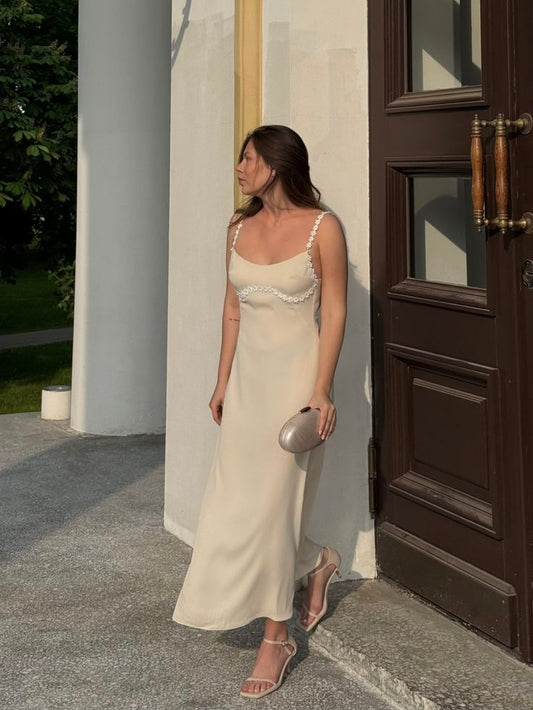 Classy A Line Spaghetti Straps Satin Long Prom Dress,Party Dress,Evening Dress GG3882