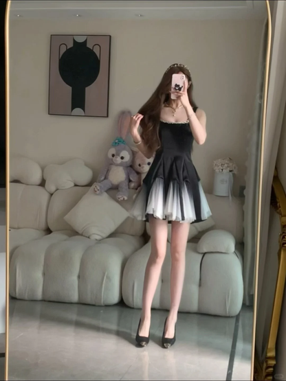 Classy A Line Spaghetti Straps Satin Tulle Beads Short Homecoming Dress,Summer 18th Birthday Dress GG3898