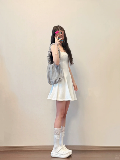 Simple A Line Spaghetti Straps Satin Short Homecoming Dress,Summer 20th Birthday Dress GG3909