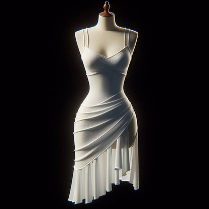 Elegant Mermaid Spaghetti Straps White Satin Chiffon Short Homecoming Dress,Summer 20th Birthday Dress GG3928