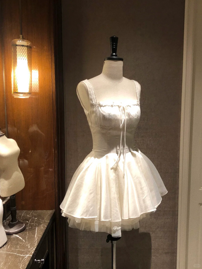 Cute A Line Square Satin Tulle Short Homecoming Dress,Summer 16th Birthday Dress GG3937