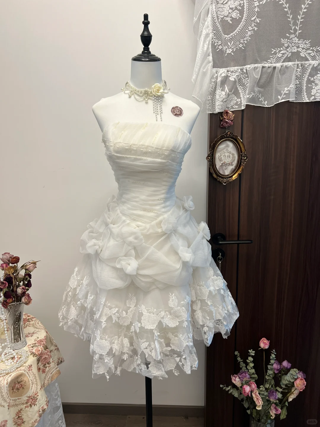 Pretty A Line Strapless Satin Lace Beads Short Homecoming Dress,Summer 16th Birthday Dress GG3939