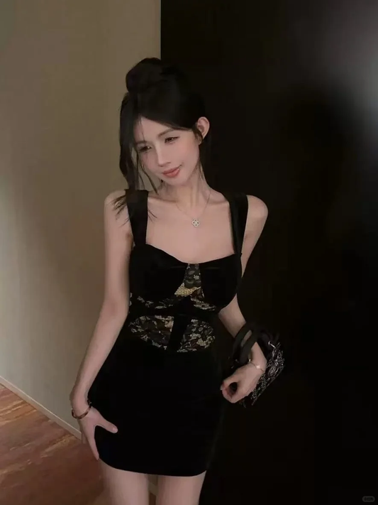 Charming Mermaid Sweetheart Black Satin Lace Short Homecoming Dress,Summer 21th Birthday Dress GG3944