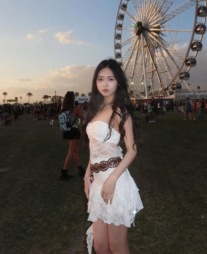 Pretty A Line Strapless White Lace Short Homecoming Dress,Summer 20th Birthday Dress GG3966