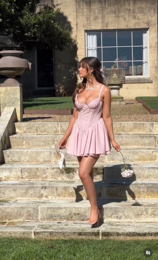 Cute 20th Pink A Line Spaghetti Straps Satin Short Homecoming Dress,Summer Birthday Dress GG3969