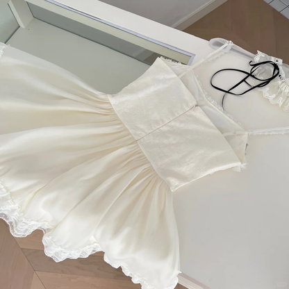 Ivory A Line Spaghetti Straps Chiffon Short Homecoming Dress,Summer 16th Birthday Dress GG3977