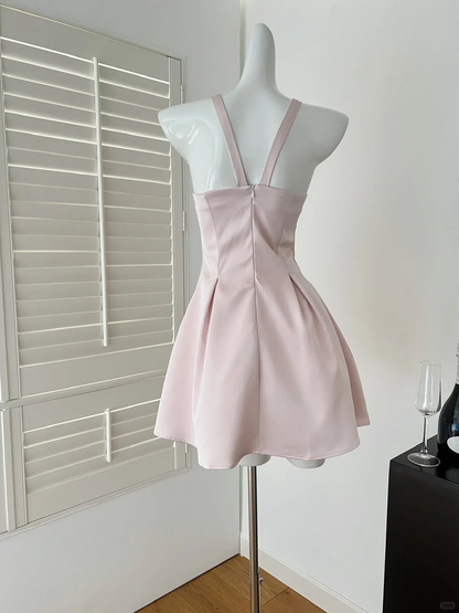 Sweet A Line Halter Satin Beaded Short Homecoming Dress,Summer 18th Birthday Dress GG3978