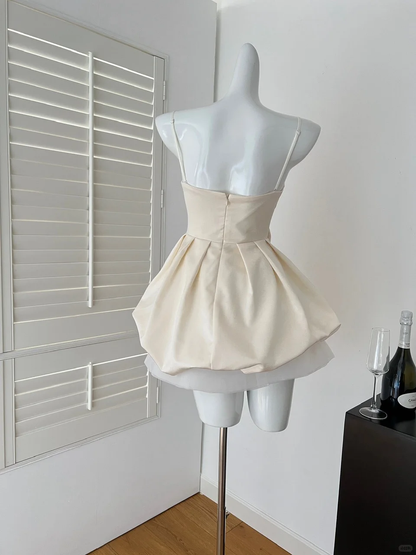 Princess A Line Spaghetti Straps Satin Beads Short Homecoming Dress,Summer 18th Birthday Dress GG3979