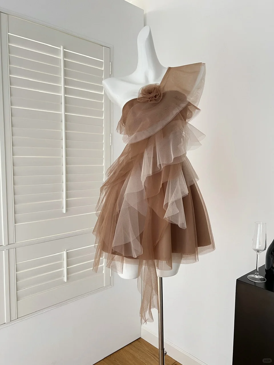 Classy A Line One Shoulder Tulle Short Homecoming Dress,Summer 18th Birthday Dress GG3980