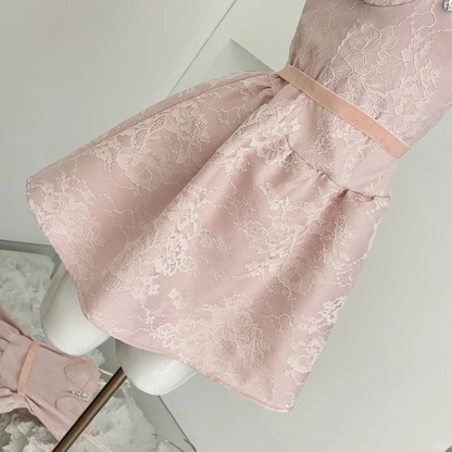 Pretty A Line Spaghetti Straps Pink Satin Lace Short Homecoming Dress,Summer 18th Birthday Dress GG3982