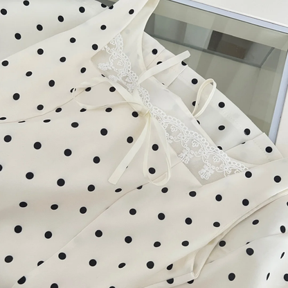 Elegant A Line Square Satin Lace Polka Dots Short Homecoming Dress,Summer 17th Birthday Dress GG3986