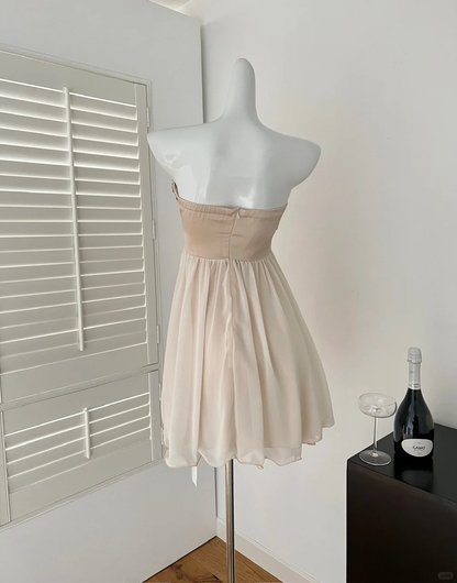 Unique A Line Strapless Chiffon Sequin Beads Short Homecoming Dress,Summer 17th Birthday Dress GG3987