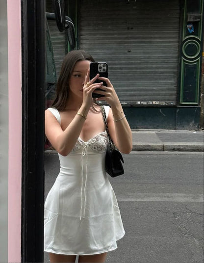 Classy A Line Sweetheart Satin Lace Short Homecoming Dress,Summer 18th Birthday Dress GG3996