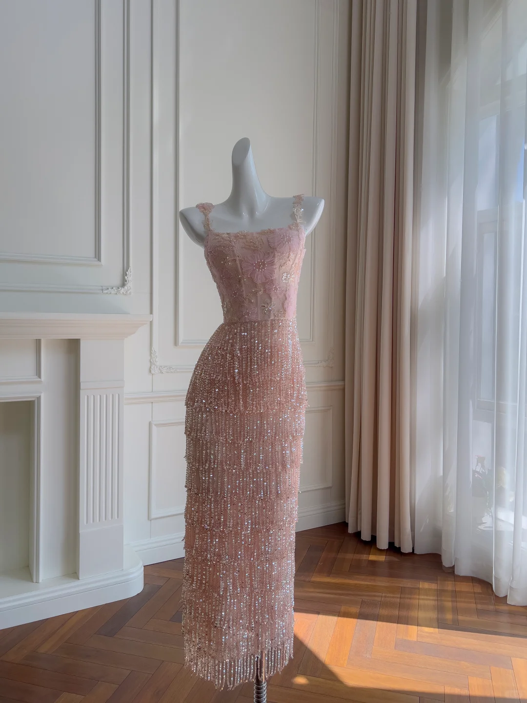 Stunning Mermaid Spaghetti Straps Tulle Sequin Beads Long Prom Dress,Party Dress,Formal Evening Dress GG4009