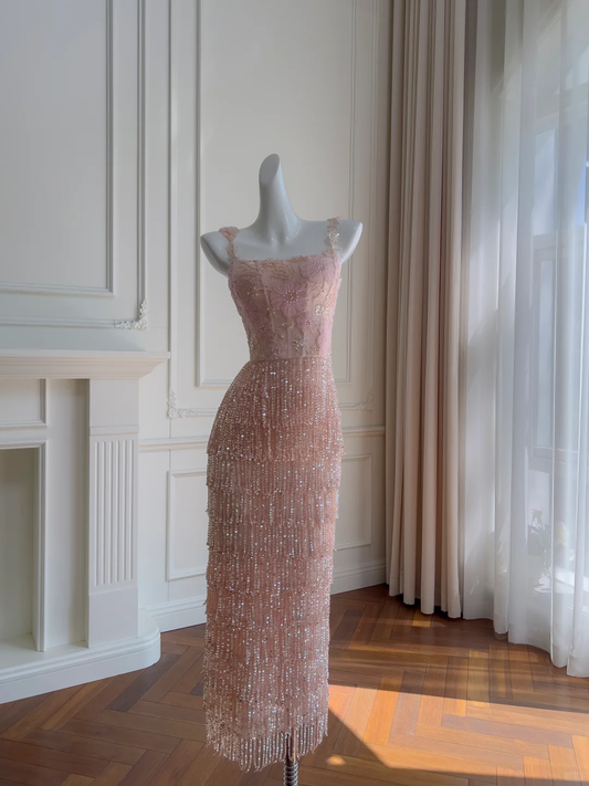 Stunning Mermaid Spaghetti Straps Tulle Sequin Beads Long Prom Dress,Party Dress,Formal Evening Dress GG4009