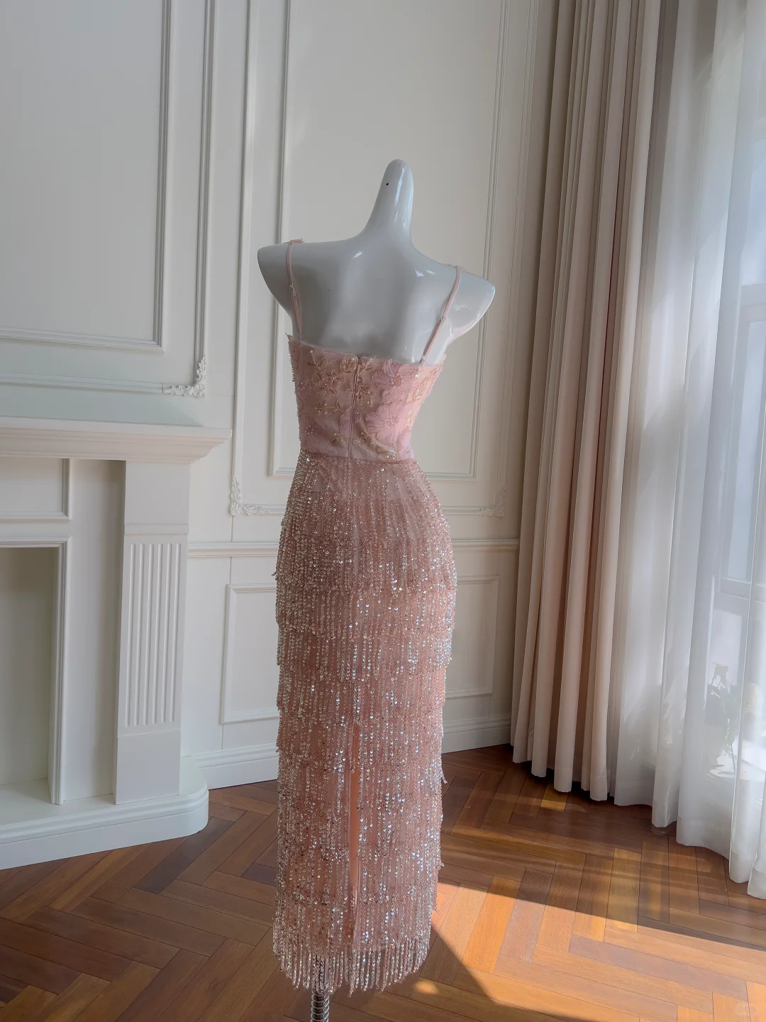 Stunning Mermaid Spaghetti Straps Tulle Sequin Beads Long Prom Dress,Party Dress,Formal Evening Dress GG4009