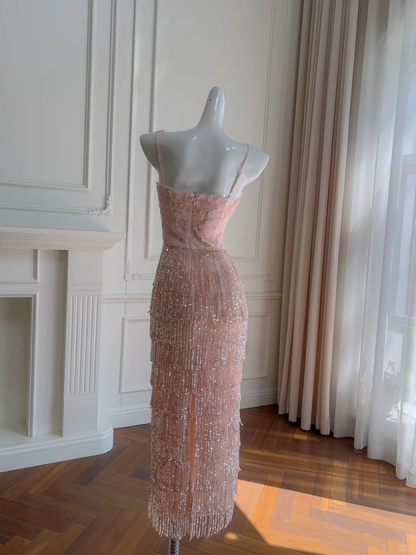 Stunning Mermaid Spaghetti Straps Tulle Sequin Beads Long Prom Dress,Party Dress,Formal Evening Dress GG4009