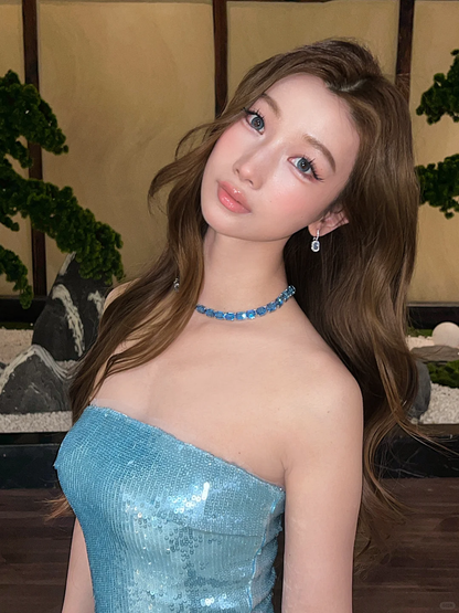 Sparkly Mermaid Strapless Sequin Long Prom Dress,Party Dress,Formal Evening Dress GG4011