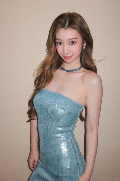 Sparkly Mermaid Strapless Sequin Long Prom Dress,Party Dress,Formal Evening Dress GG4011