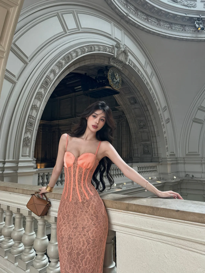 Sexy Mermaid Spaghetti Straps Satin Lace Long Prom Dress,Party Dress,Formal Evening Dress GG4012